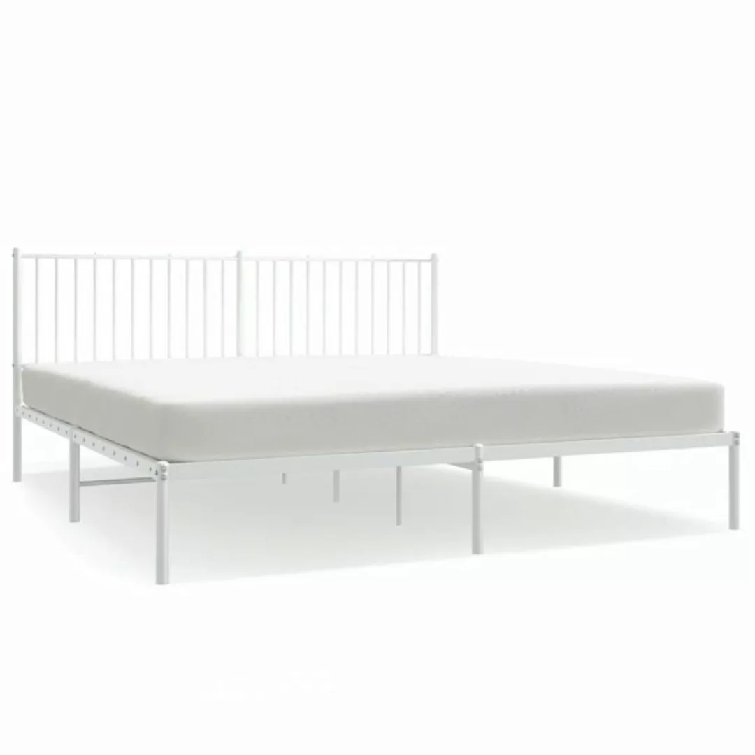 furnicato Bett Bettgestell mit Kopfteil Metall Weiß 183x213 cm günstig online kaufen