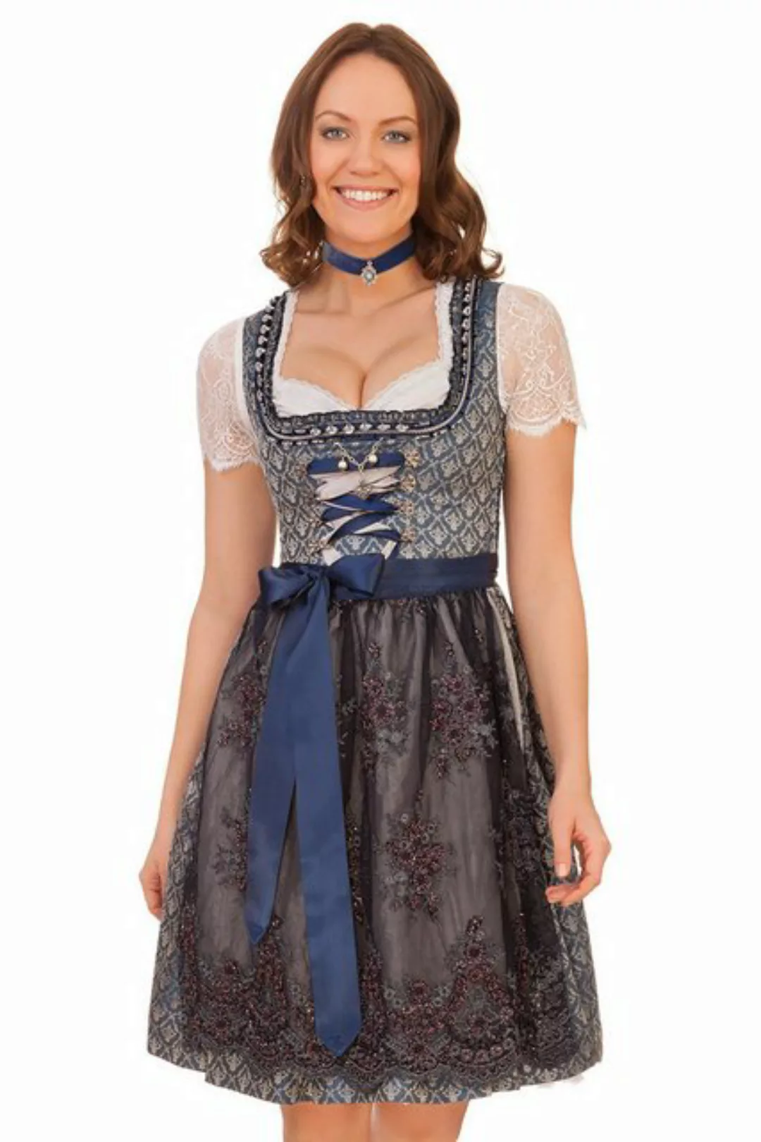 MarJo Dirndl Midi Dirndl 2tlg. - FENZA - blau günstig online kaufen