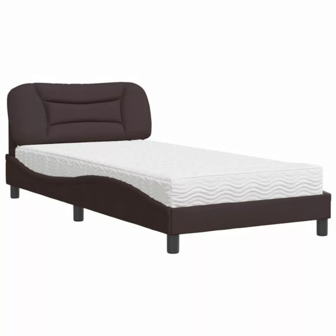 vidaXL Bett Bett mit Matratze Dunkelbraun 100x200 cm Stoff günstig online kaufen