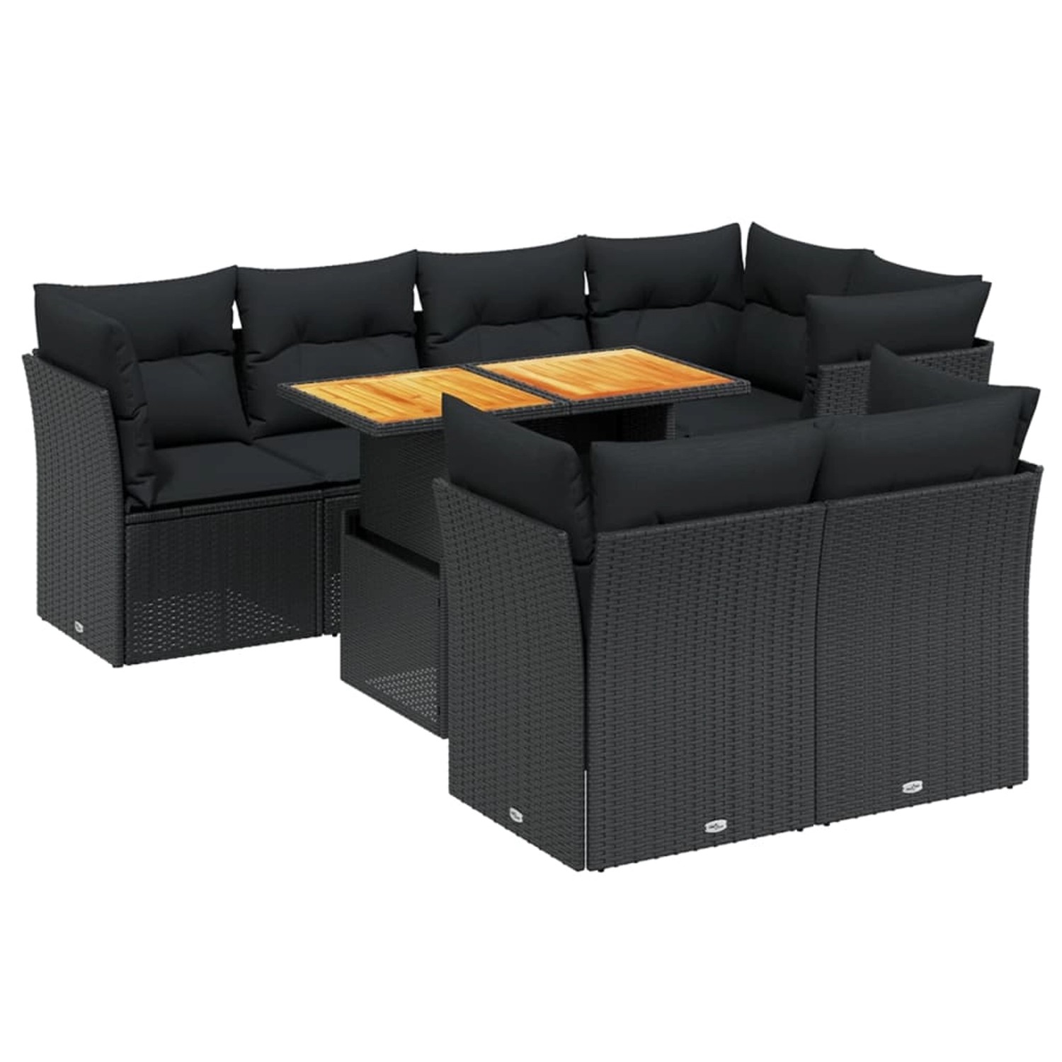 vidaXL 8-Tlg Garten-Sofagarnitur mit Kissen Schwarz Poly Rattan 3270705 günstig online kaufen
