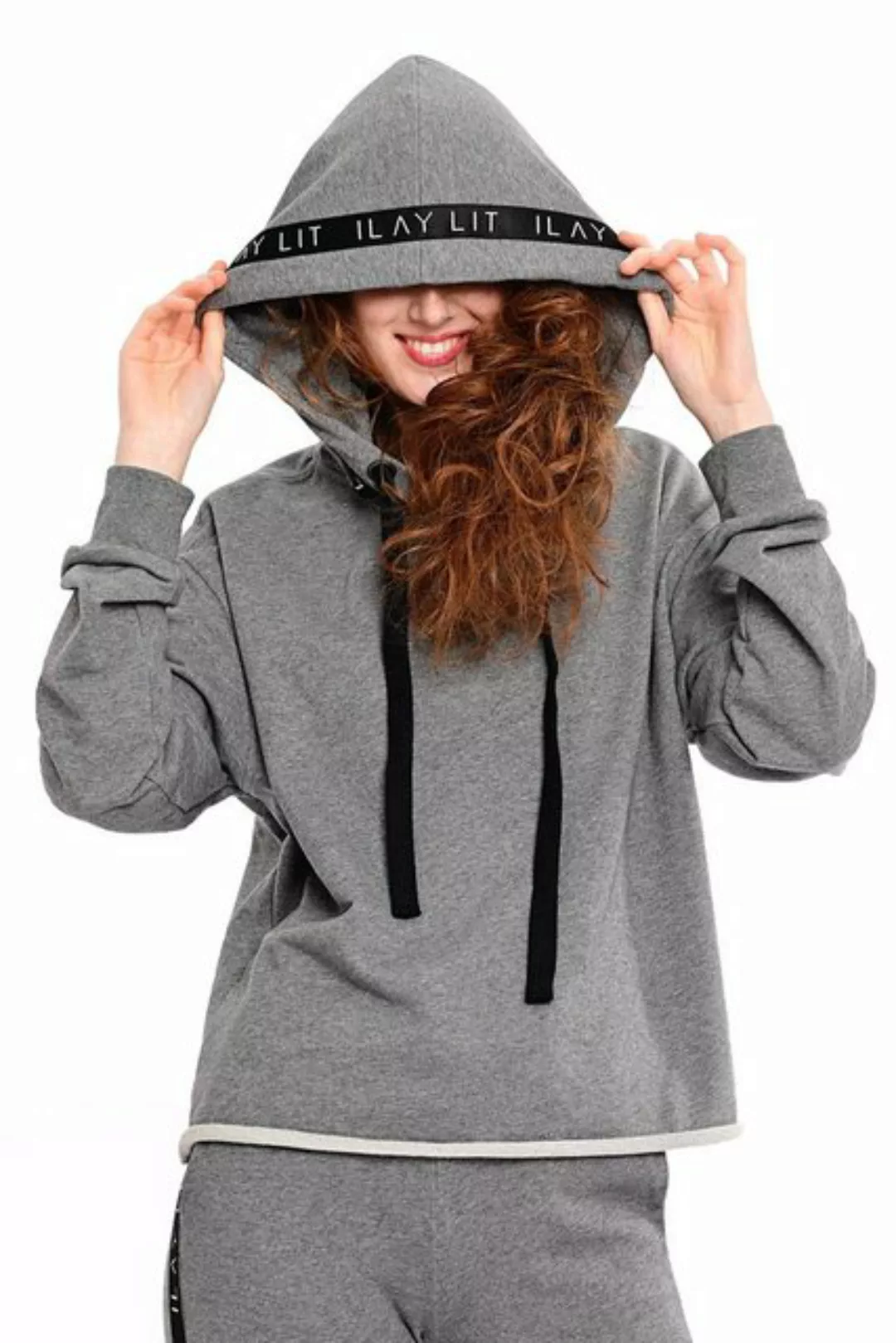 ILAY Lit Kapuzensweatshirt Holy Hoodie Melange Logoband günstig online kaufen