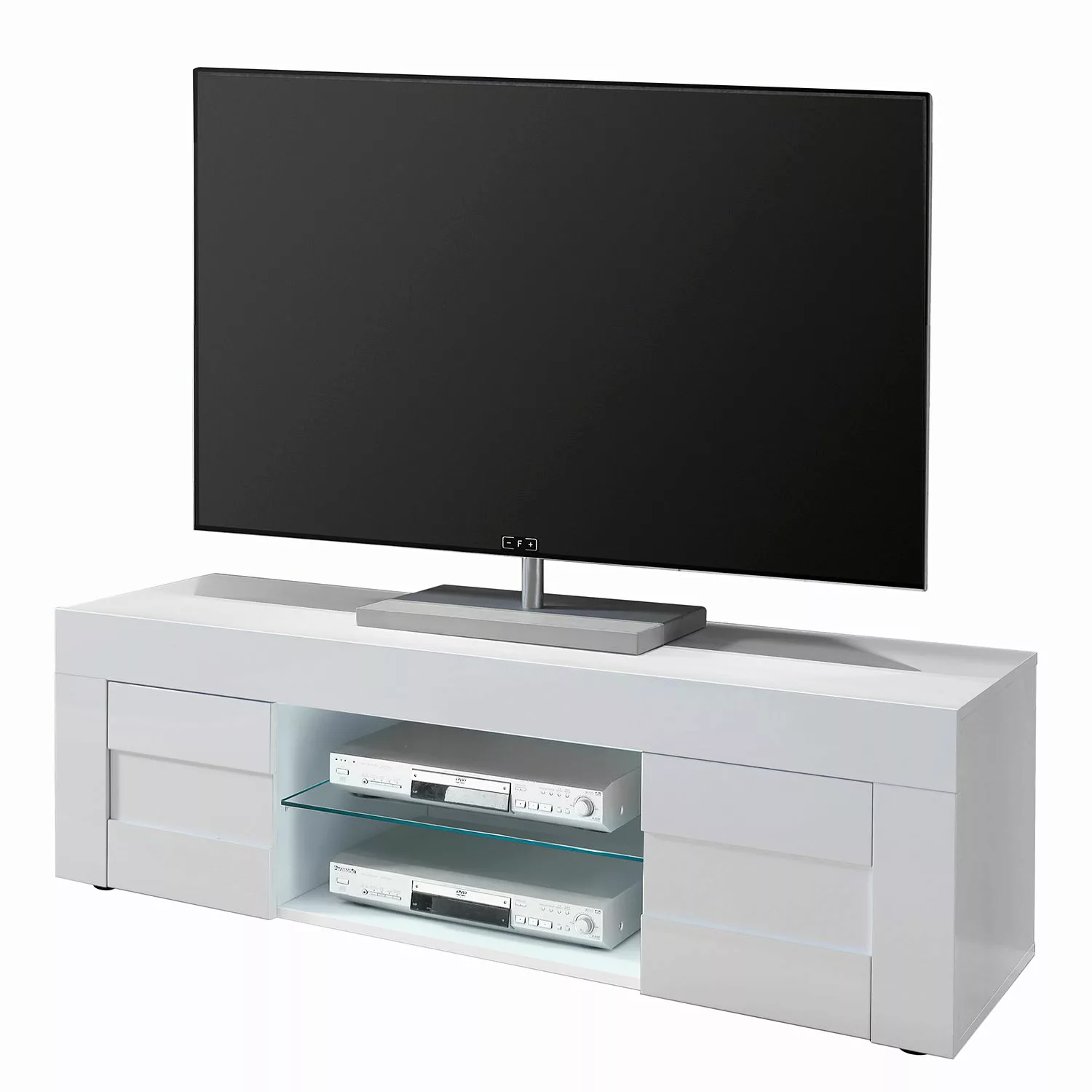 home24 LC Spa TV-Lowboard Easy Hochglanz Weiß Spanplatte 138x44x42 cm (BxHx günstig online kaufen