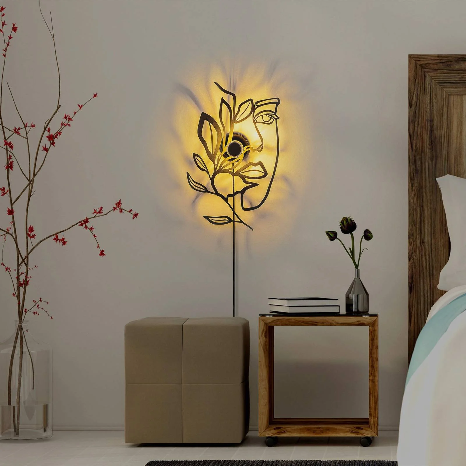 Wandlampe Flower Faced, schwarz, Metall, 54 x 34 cm, Stecker günstig online kaufen