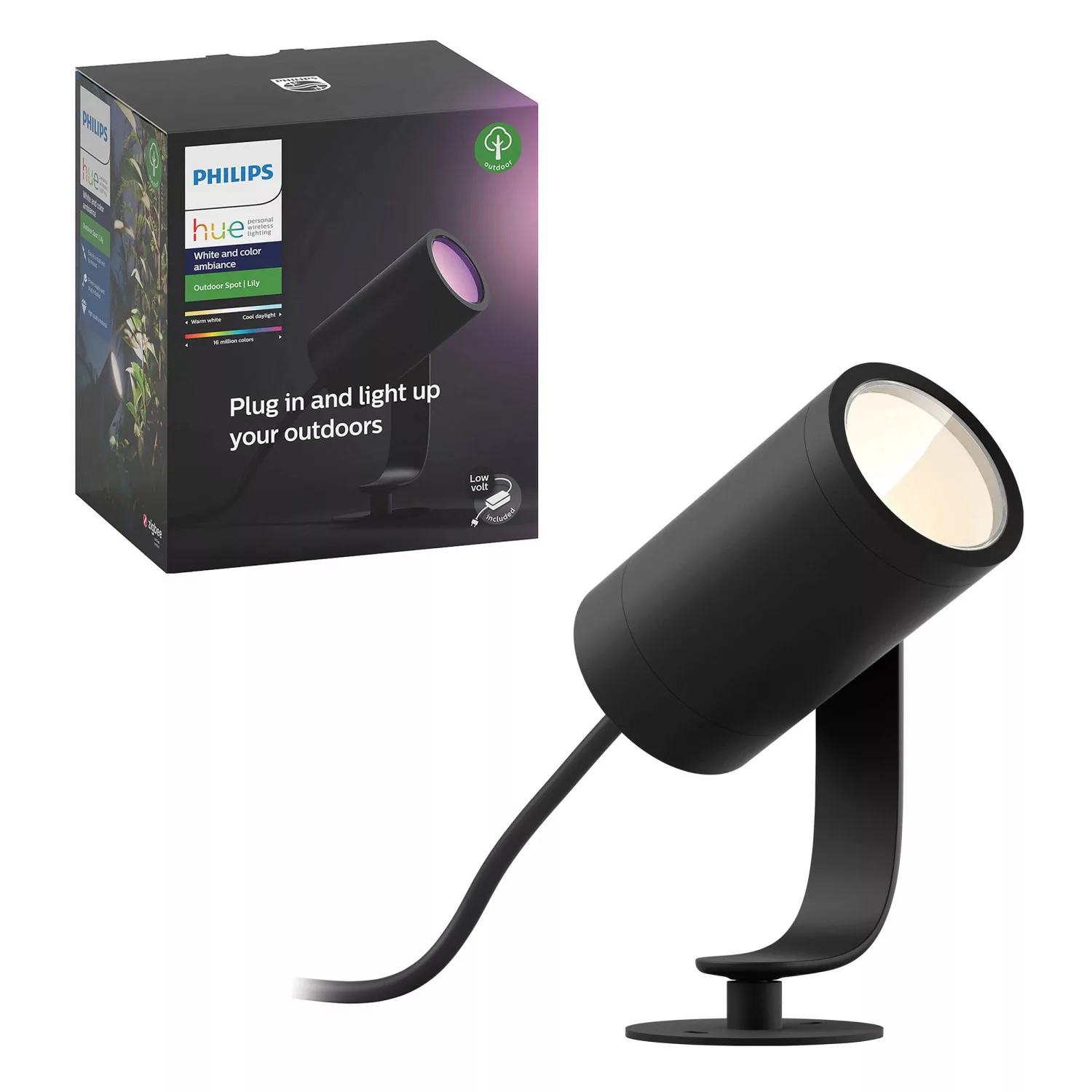 Philips Hue LED-Spot Lily White & Color Ambiance 1-flammig Schwarz Basis-Se günstig online kaufen