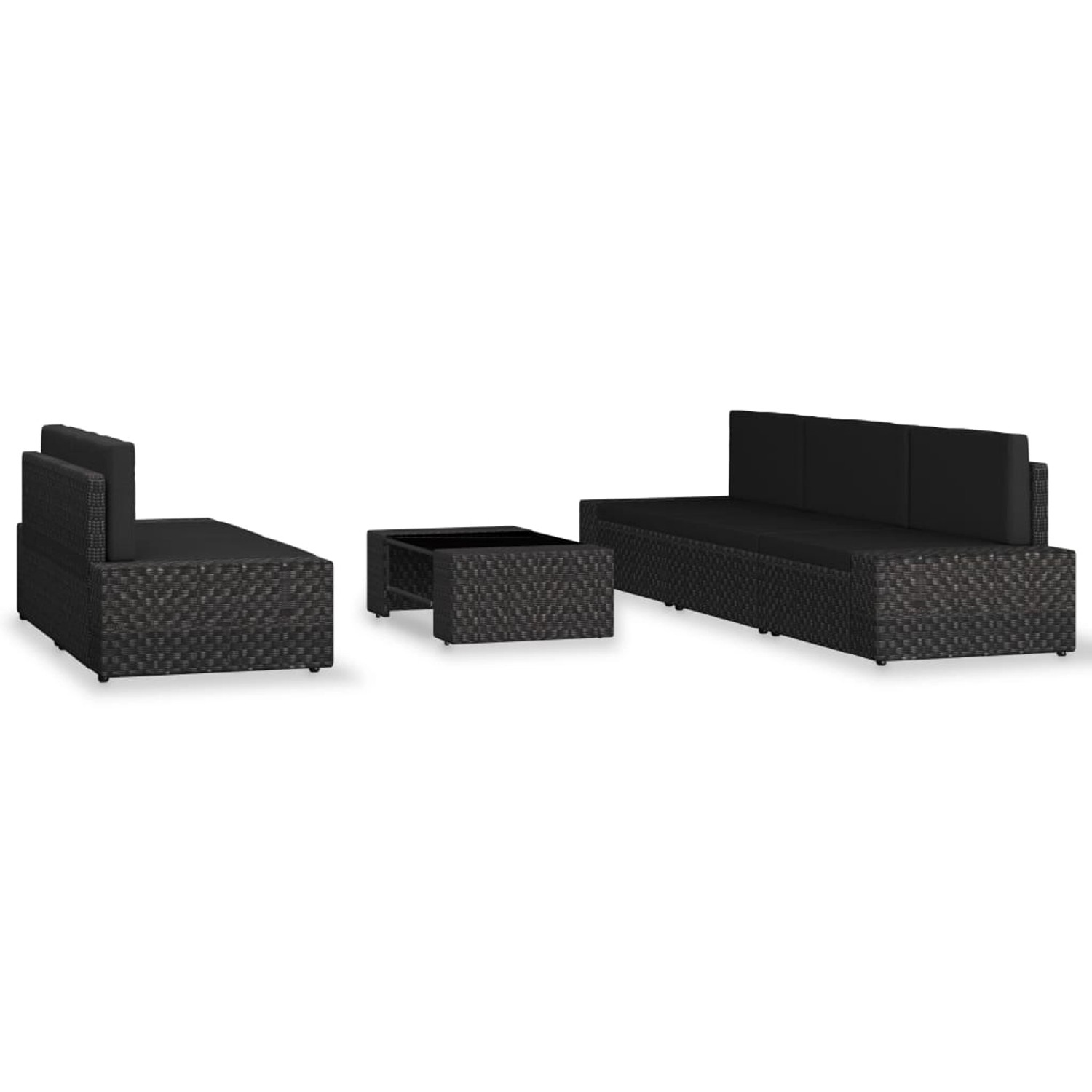 6-tlg. Garten-lounge-set Poly Rattan Schwarz günstig online kaufen