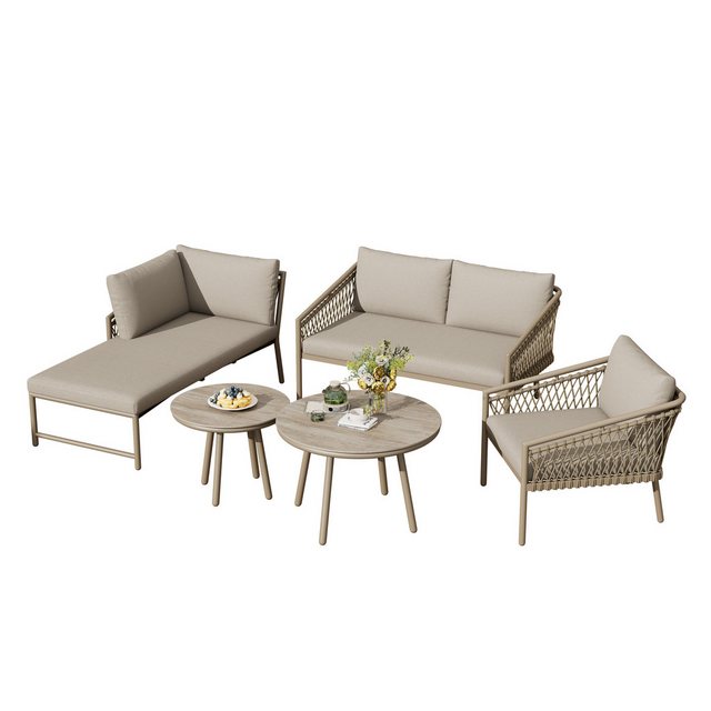 HAUSS SPOLE Sofa Seil Gartenmöbel Set mit allen Sitz- Und Rückenkissen, Bal günstig online kaufen