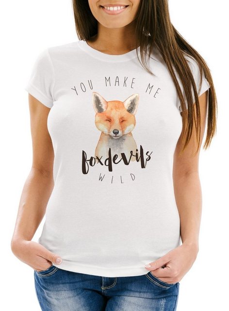 MoonWorks Print-Shirt Damen T-Shirt You make me fox devils wild Liebe Dengl günstig online kaufen