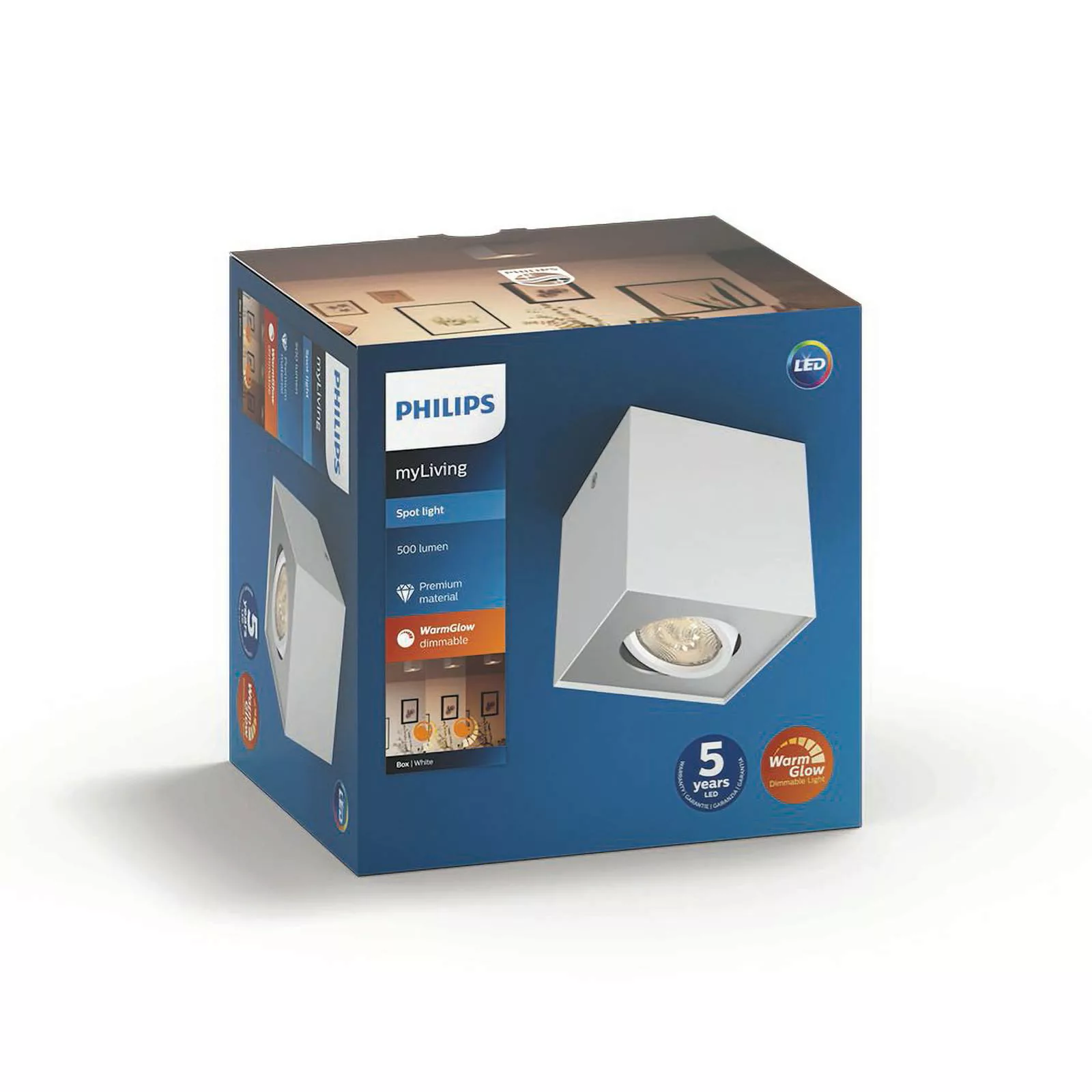 Philips myLiving LED Aufbaustrahler, warmGlow, eckig, weiß günstig online kaufen