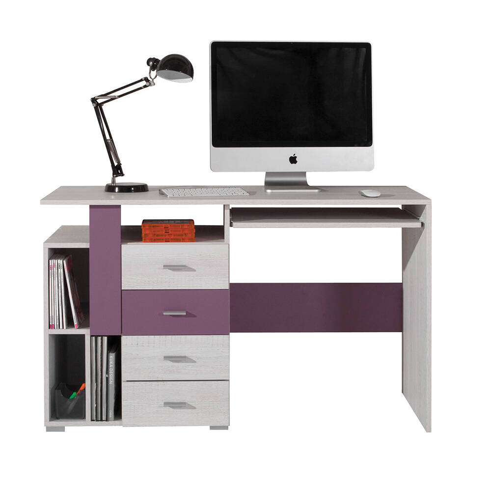 Schreibtisch in Kiefer gebleicht mit lila NEDOUSA-133 günstig online kaufen