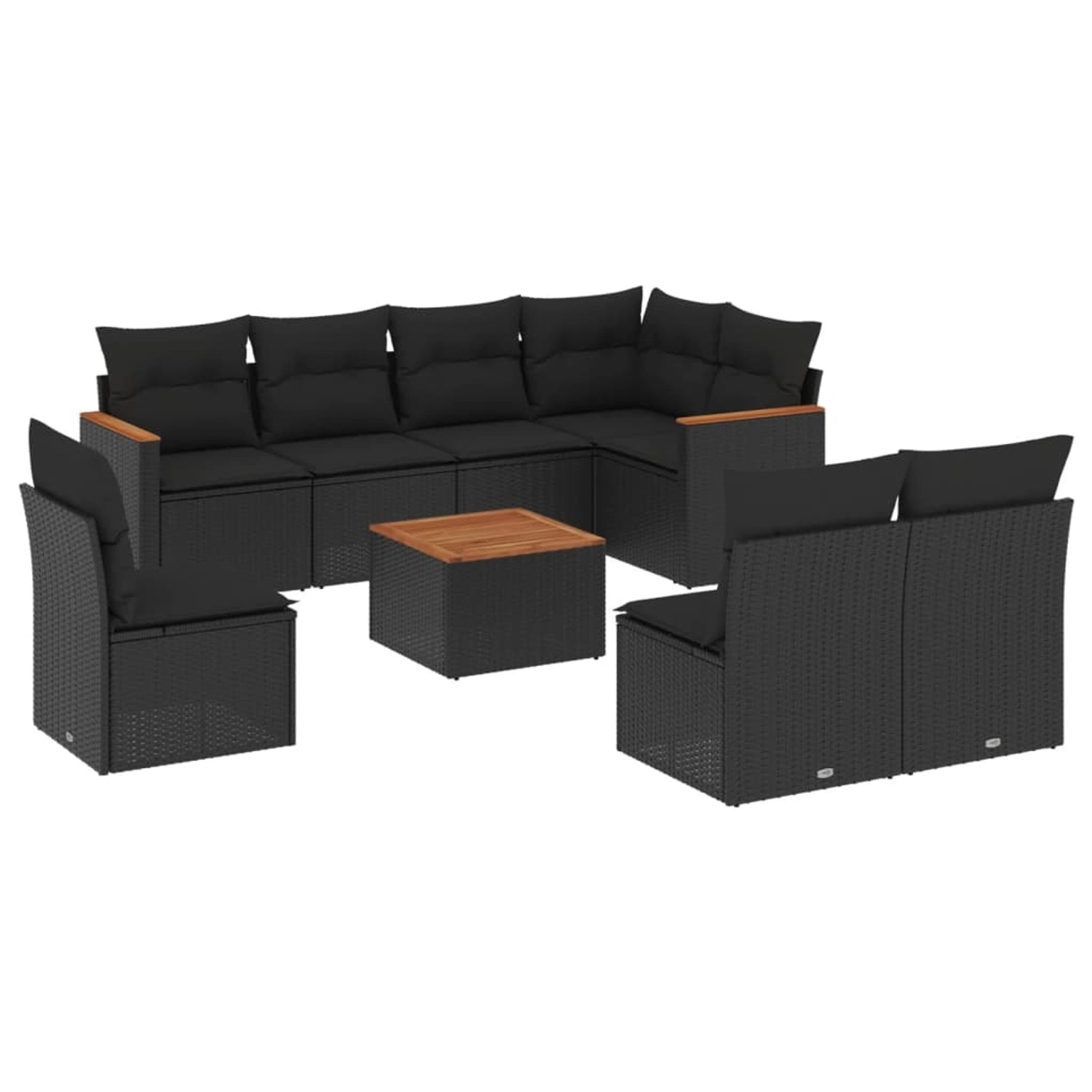 vidaXL 9-tlg Garten-Sofagarnitur mit Kissen Schwarz Poly Rattan Modell 82 günstig online kaufen