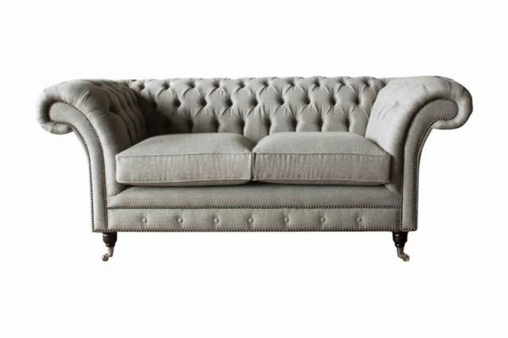 Xlmoebel Sofa Grau Chesterfield Sofa 2 Sitzer Holz Möbel Neu Couch, 1 Teile günstig online kaufen