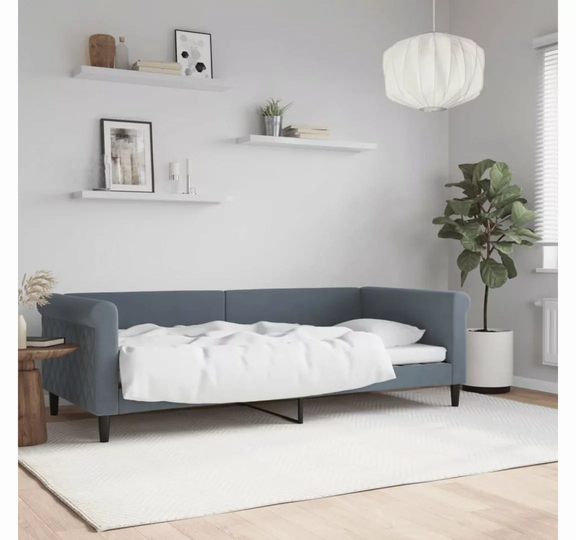 vidaXL Bett, Tagesbett Dunkelgrau 90x200 cm Samt günstig online kaufen