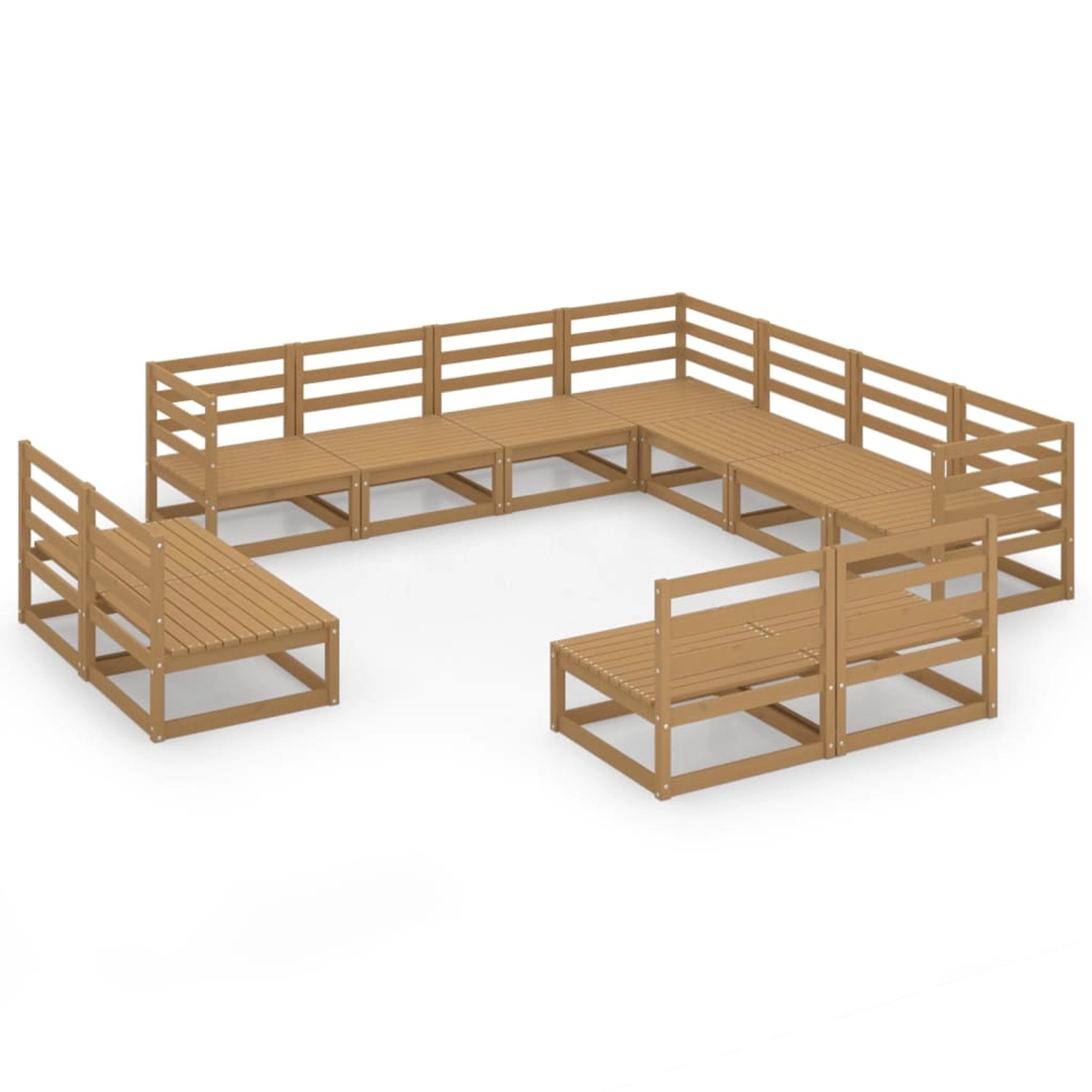 vidaXL 11-tlg Garten-Lounge-Set Honigbraun Massivholz Kiefer Modell 4 günstig online kaufen