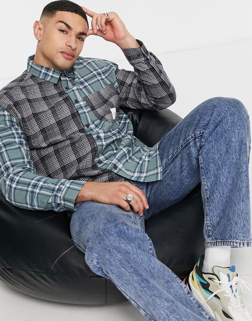 Topman – Locker geschnittenes, kariertes Hemd mit Patchwork-Design in mehre günstig online kaufen