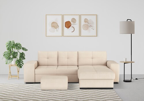 COTTA Ecksofa "Mattina L-Form", mit Hocker, wahlweise mit Bettfunktion & Be günstig online kaufen