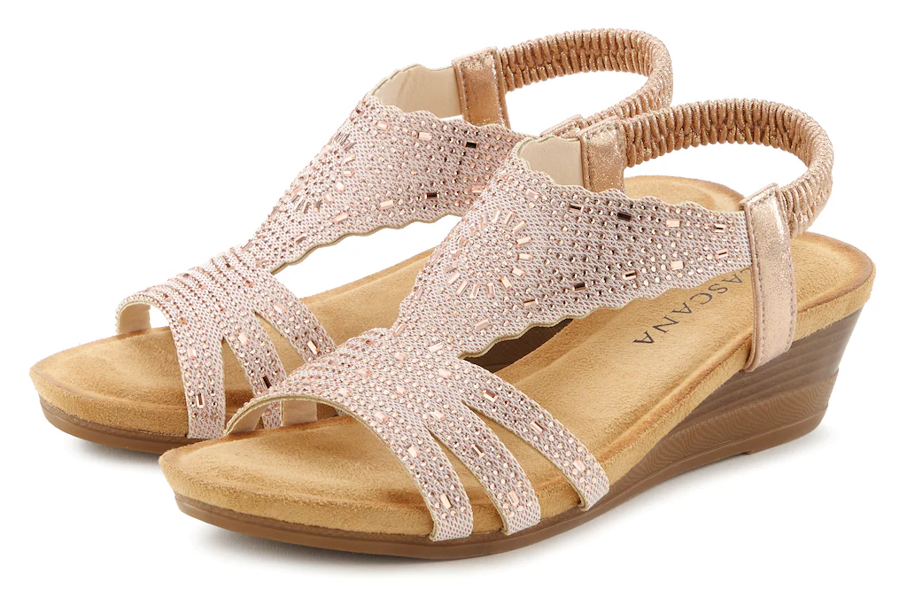 LASCANA Sandalette, Sandale, Sommerschuh mit Glitzerdetails und elastischem günstig online kaufen
