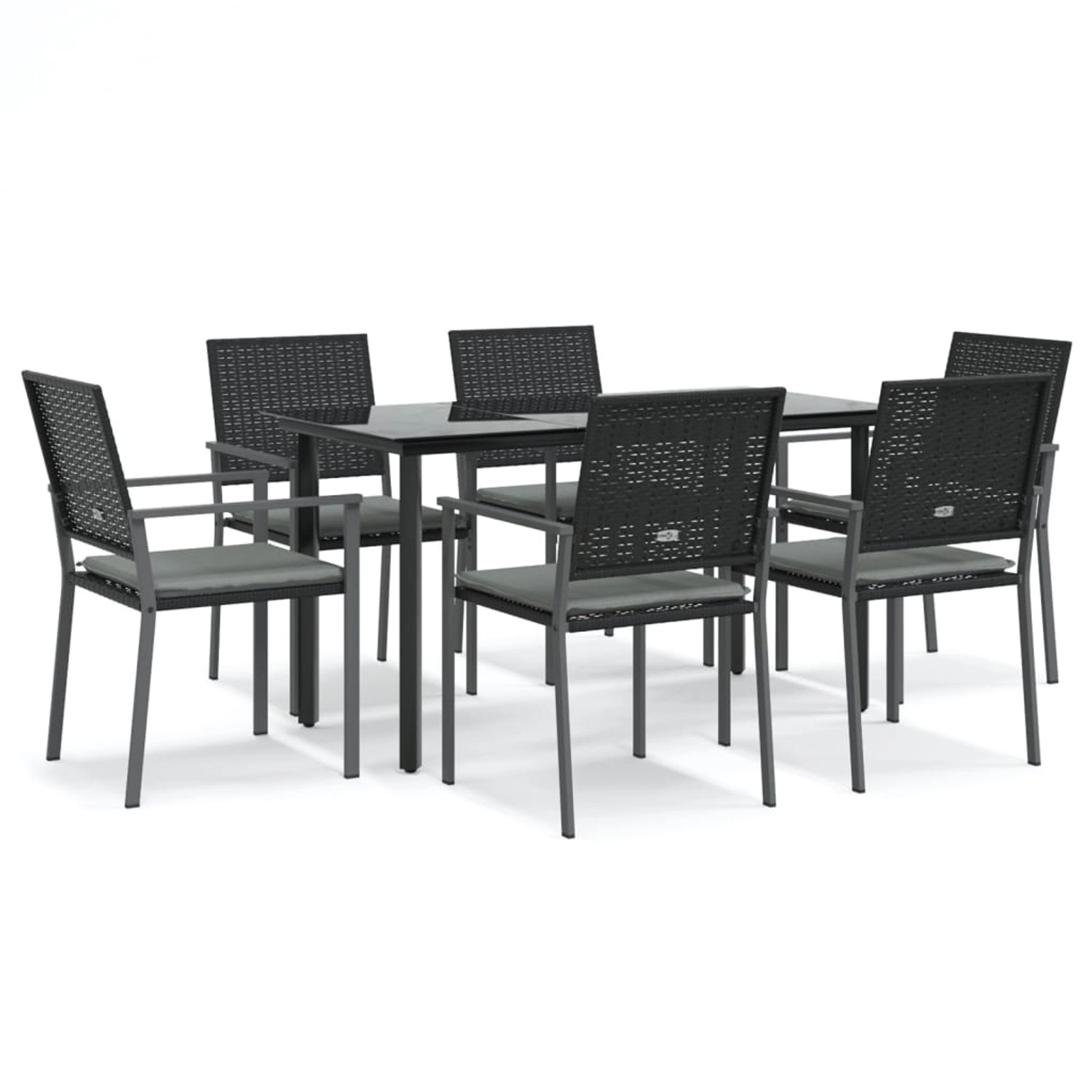vidaXL 7-Tlg Garten-Essgruppe mit Kissen Poly Rattan und Stahl 3187022 günstig online kaufen