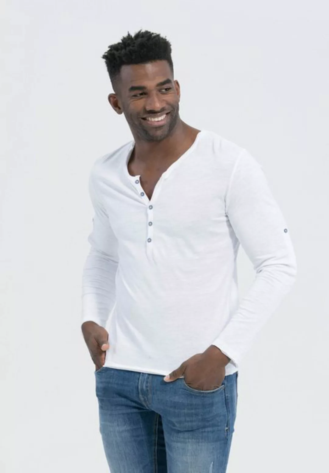 Key Largo Henleyshirt Ginger vintage Look uni Basic MLS00038 mit Knopfleist günstig online kaufen