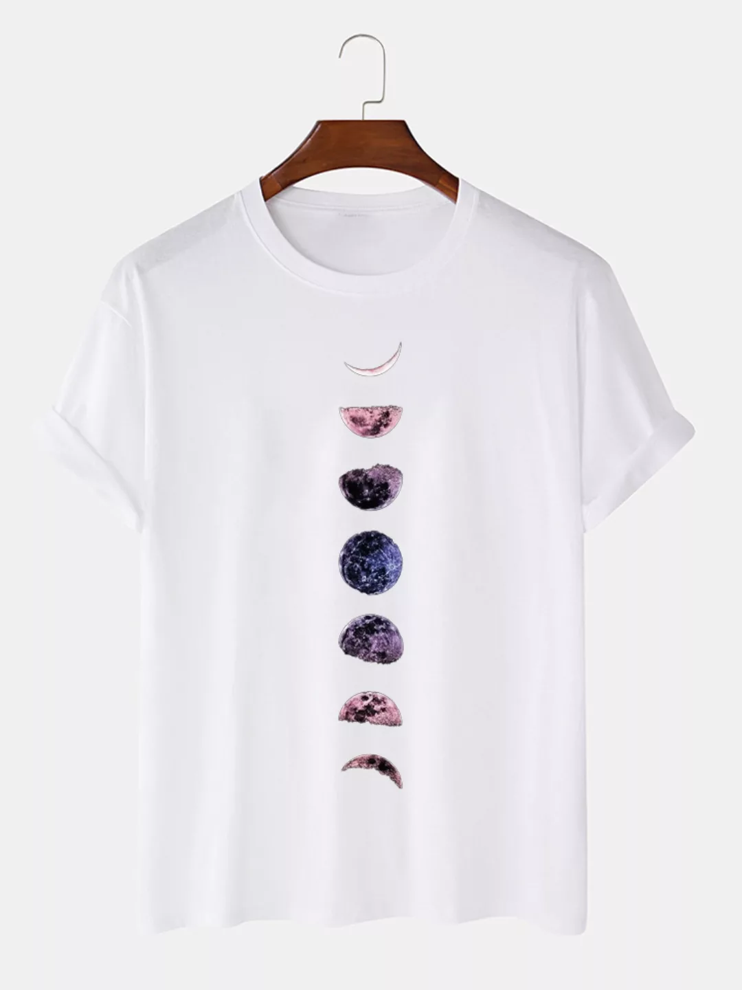 Herren 100% Baumwolle Colorful Lunar Eclipse Printed Lässige Kurzarm-T-Shir günstig online kaufen