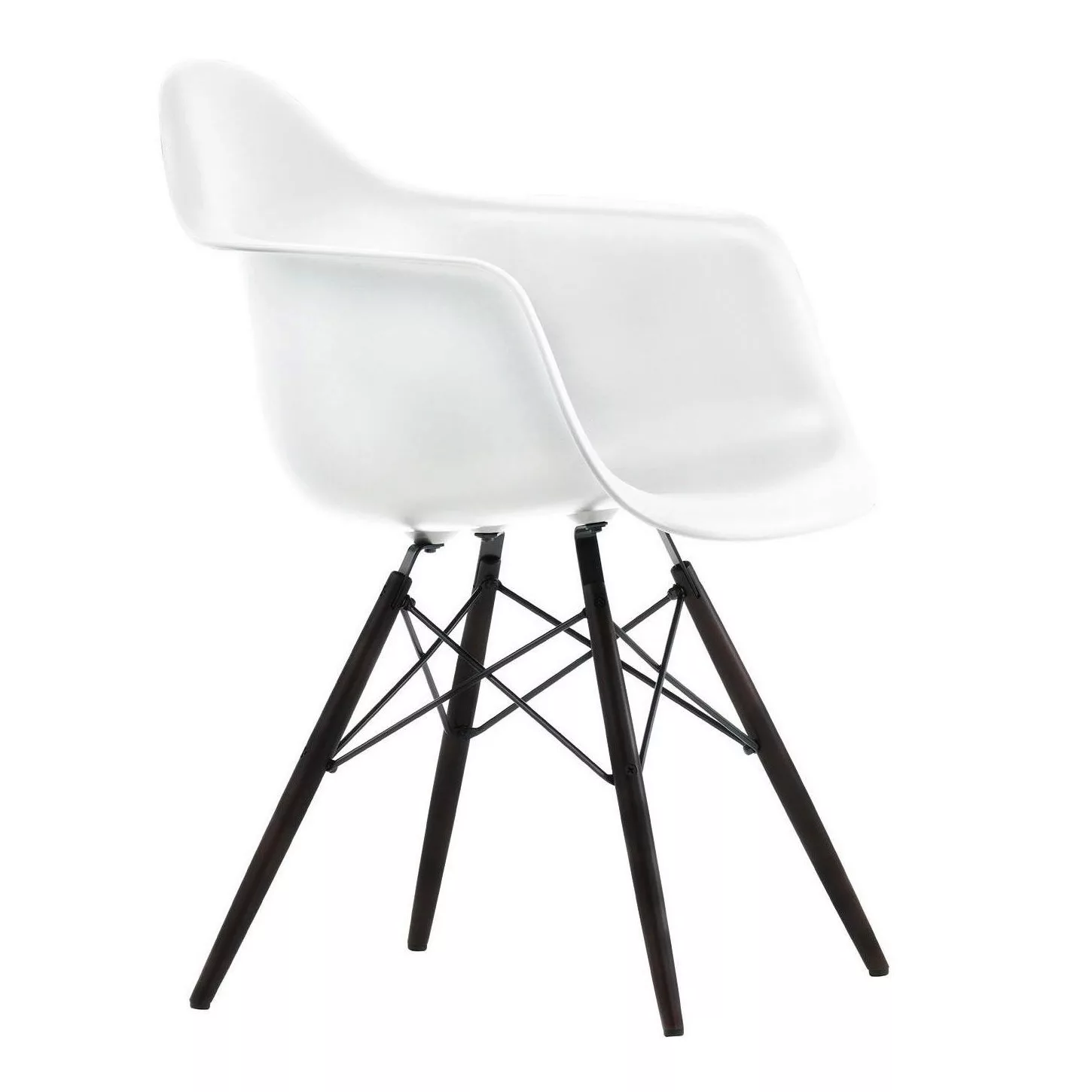 Vitra - Eames Plastic Armchair DAW Gestell Ahorn schwarz - weiß/Sitzschale günstig online kaufen