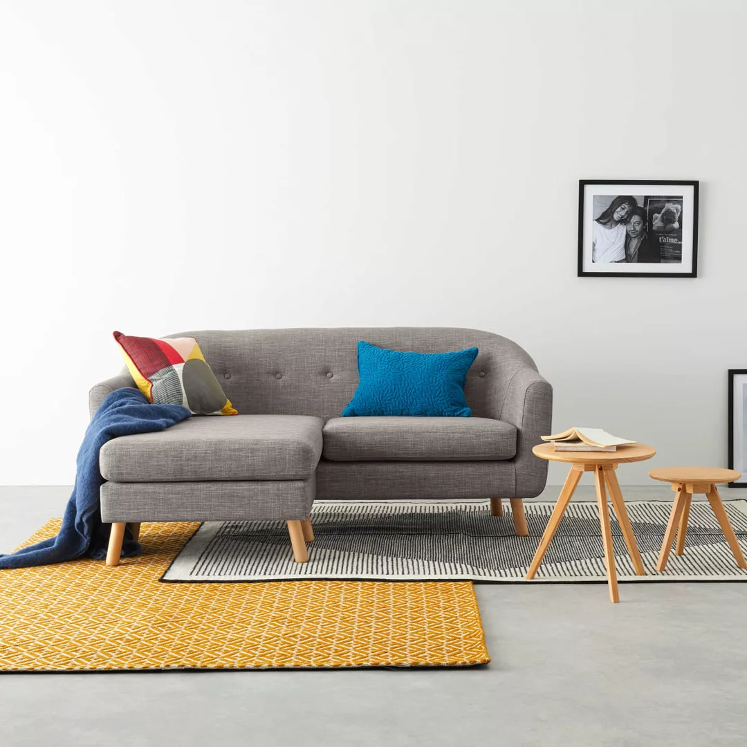Lottie 2-Sitzer Sofa mit Recamiere, Kreidegrau - MADE.com günstig online kaufen