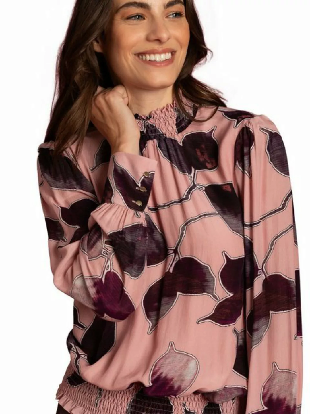 Viskosebluse, Blätterprint, Herbst-Kollektion günstig online kaufen