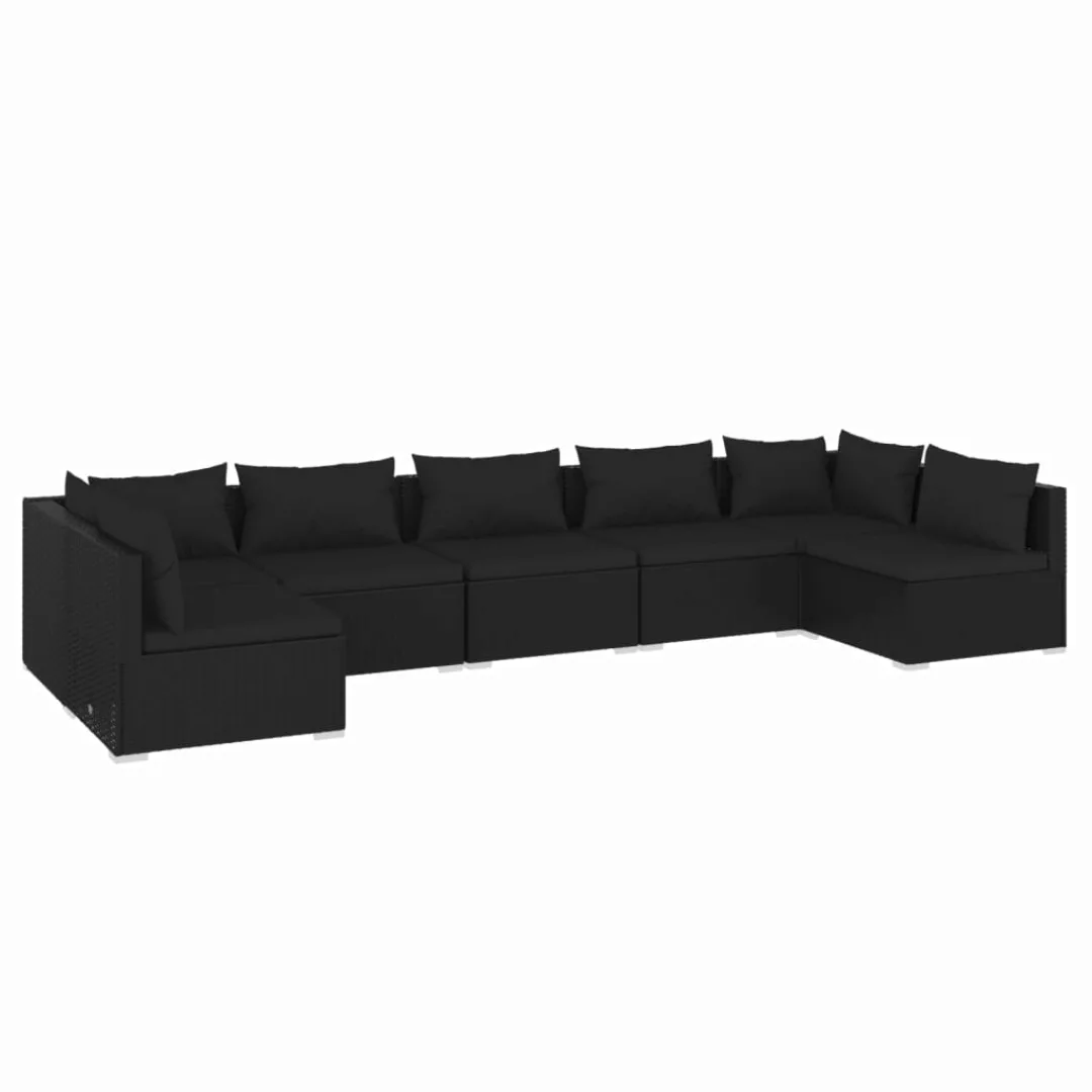 Vidaxl 7-tlg. Garten-lounge-set Mit Kissen Poly Rattan Schwarz günstig online kaufen