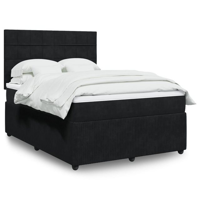 vidaXL Boxspringbett, Boxspringbett mit Matratze Schwarz 140x190 cm Samt günstig online kaufen