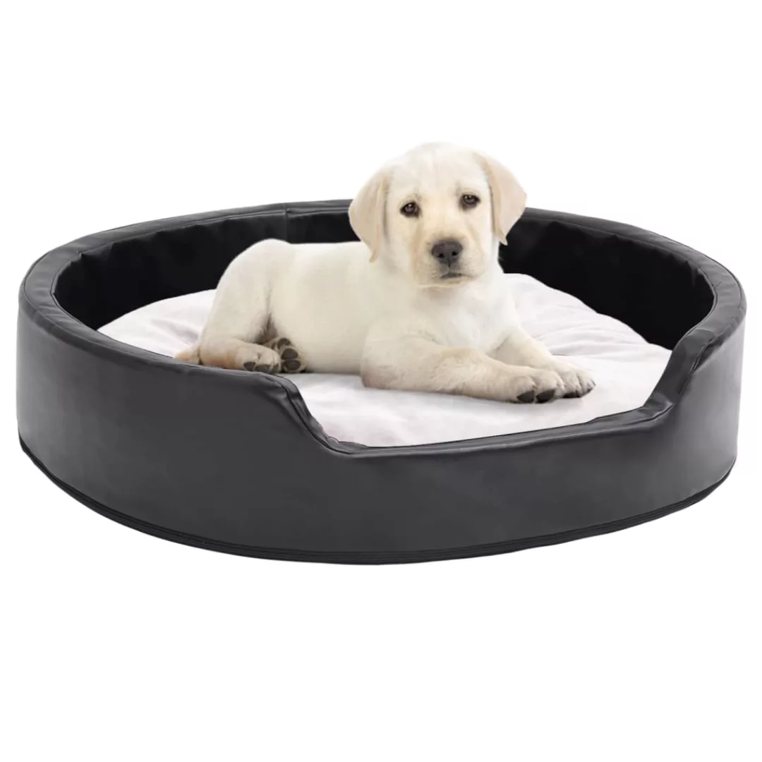 Hundebett Schwarz-beige 79x70x19 Cm Plüsch Und Kunstleder günstig online kaufen