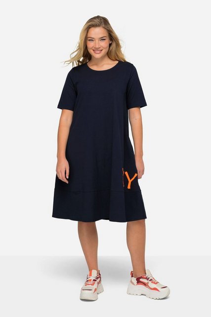 Laurasøn Midikleid Jerseykleid Wording-Print Rundhals Halbarm günstig online kaufen