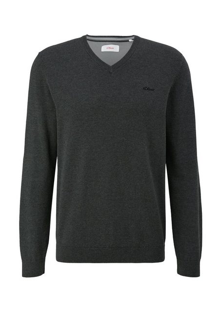 s.Oliver Strickpullover in melierter Optik mit Logo-Stickerei günstig online kaufen