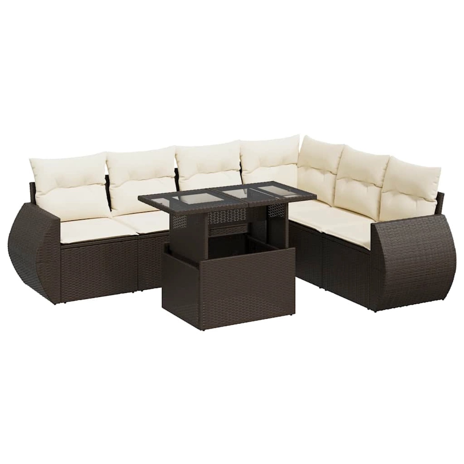 vidaXL 7-Tlg Garten-Sofagarnitur mit Kissen Braun Poly Rattan 3326654 günstig online kaufen