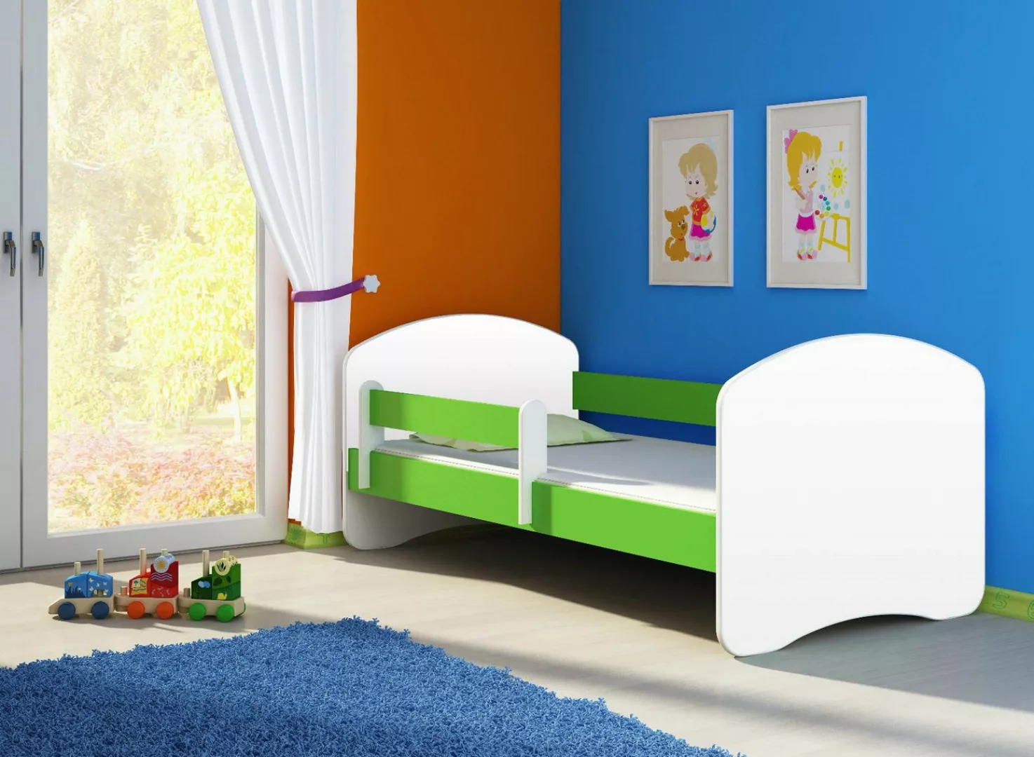 Clamaro Kinderbett (CLAMARO Kinderbett Fantasia, weiss mit farbigem Seitent günstig online kaufen