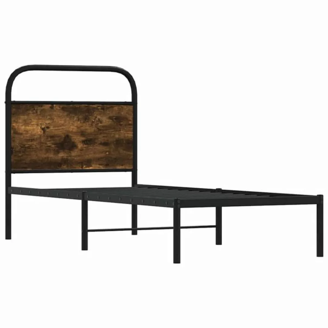 vidaXL Bett Bettgestell ohne Matratze 75x190 cm Räuchereiche Holzwerkstoff günstig online kaufen