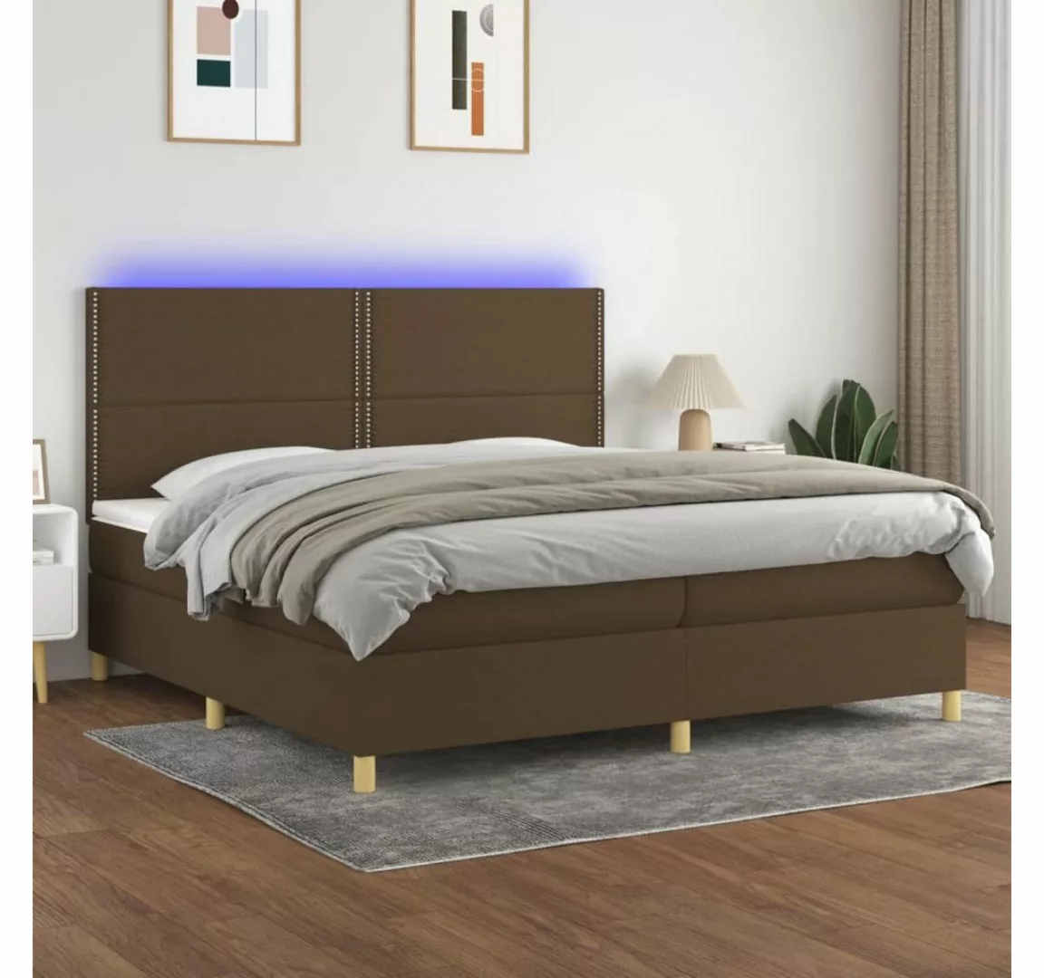 vidaXL Boxspringbett (200 x 200 cm, mit Nieten, Braun), mit LED günstig online kaufen