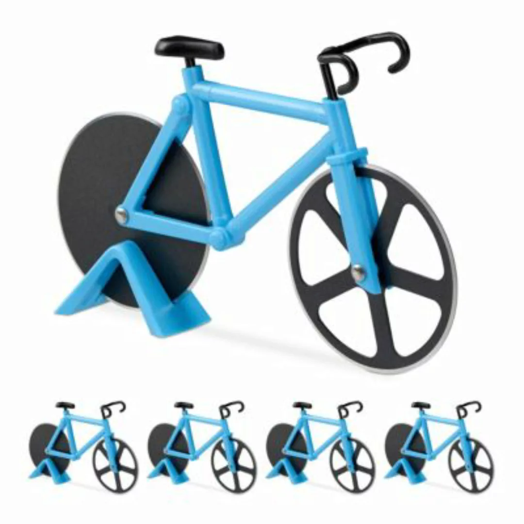 relaxdays 5 x Fahrrad Pizzaschneider blau günstig online kaufen