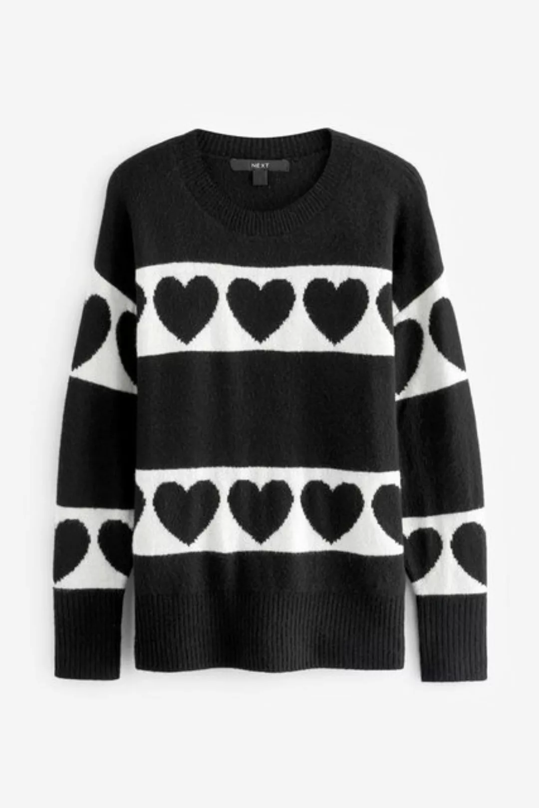 Next Rundhalspullover Langärmeliger Pullover mit Herz Streifen (1-tlg) günstig online kaufen