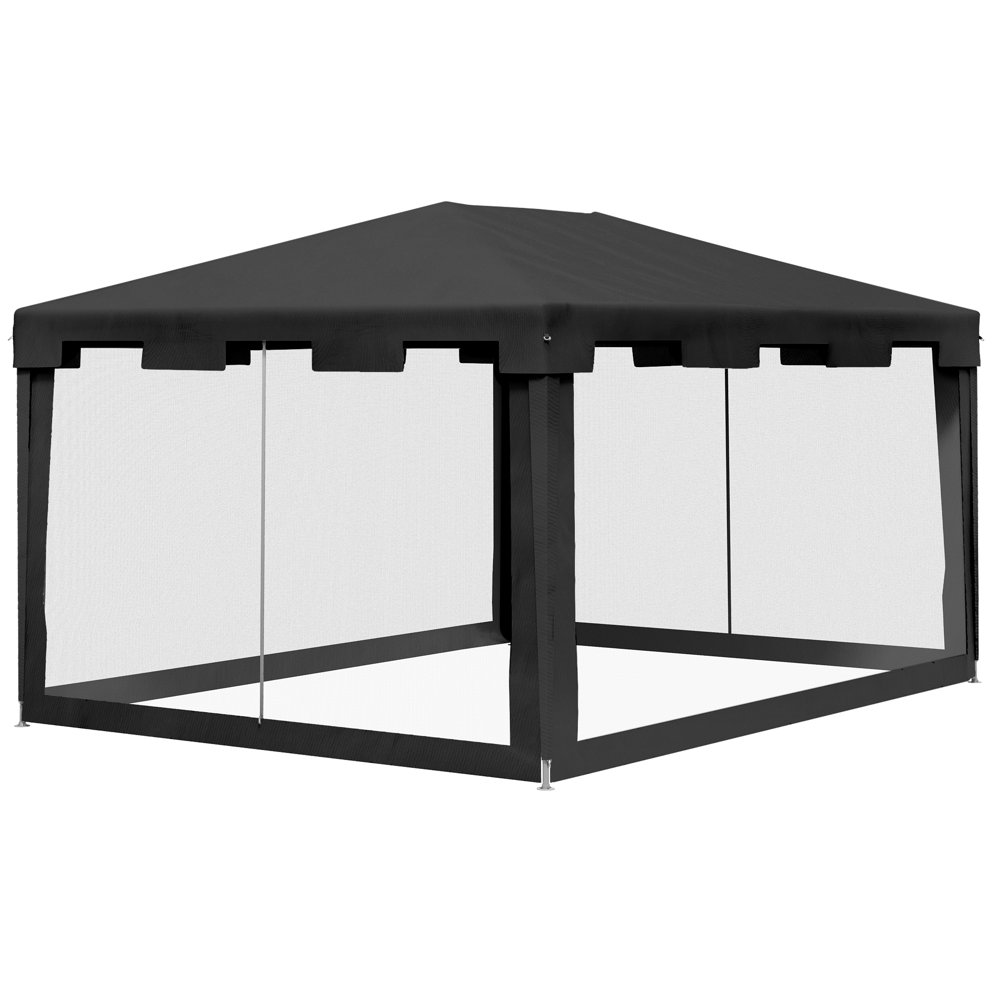 Outsunny Pavillon Partyzelt 4 x 3 m Gartenpavillon mit Netz-Seitenwänden fü günstig online kaufen