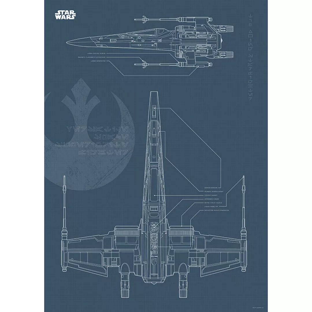 KOMAR Wandbild - Star Wars Blueprint X-Wing - Größe: 50 x 70 cm mehrfarbig günstig online kaufen