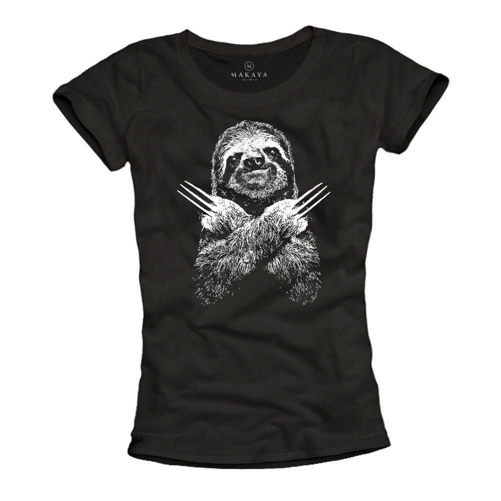 MAKAYA Print-Shirt Schwarz Damen Lustig Frauen günstig online kaufen