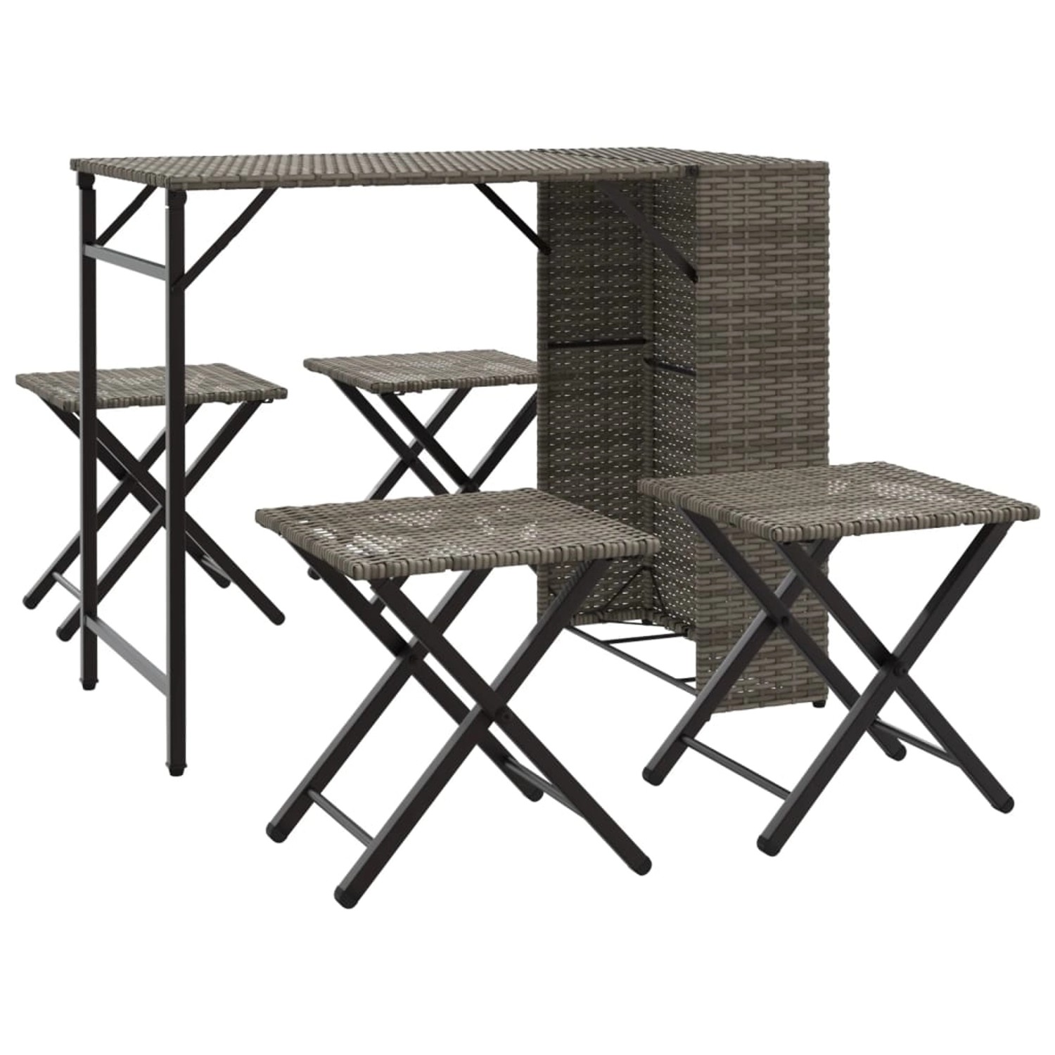 vidaXL 5-Tlg Garten-Essgruppe Klappbar Grau Poly Rattan 365946 günstig online kaufen