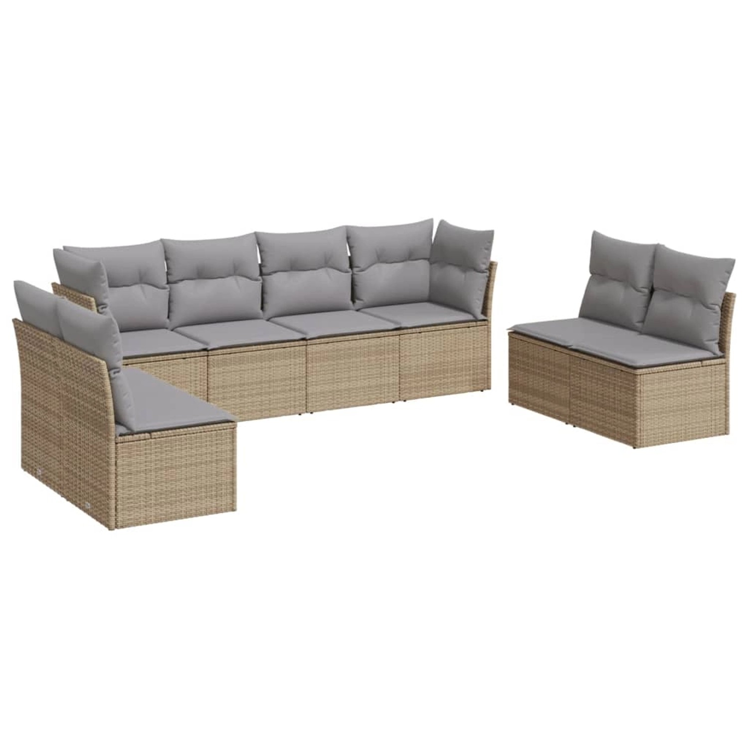 vidaXL 8-Tlg Garten-Sofagarnitur mit Kissen Beige Poly Rattan 3249288 günstig online kaufen