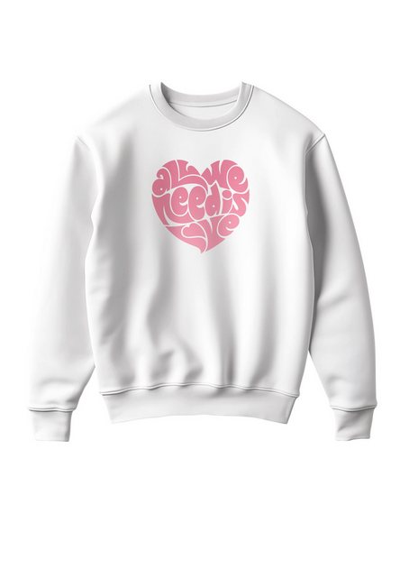 Novux Sweater All we need is love Damen Sweatshirt Farbe Weiß günstig online kaufen