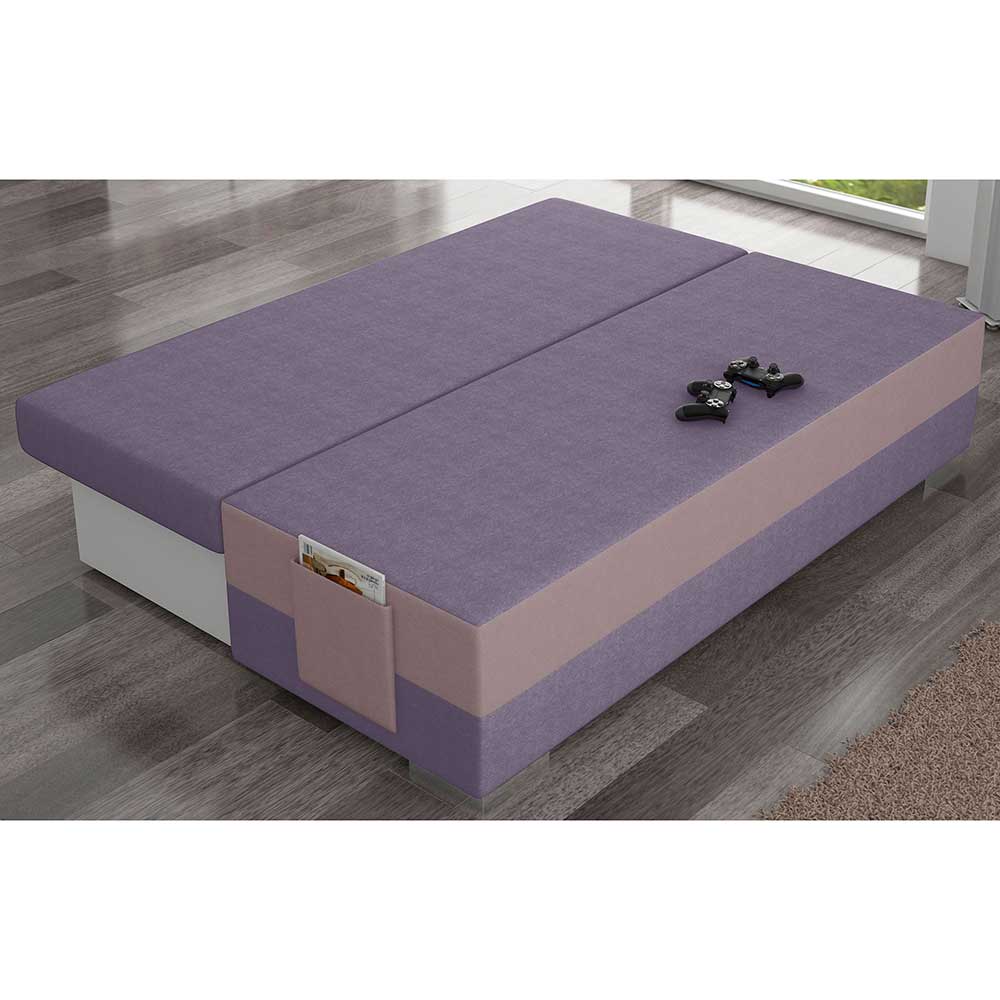 Schlafsofa Zweisitzer Sofa in Altrosa und Mauve günstig online kaufen