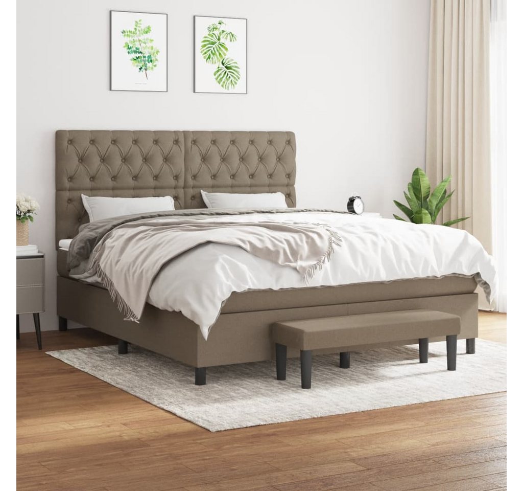 vidaXL Boxspringbett, Boxspringbett mit Matratze Taupe 160x200 cm Stoff günstig online kaufen