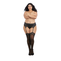 Sheer Thigh Highs with Lace Top - Plus Size - Black günstig online kaufen