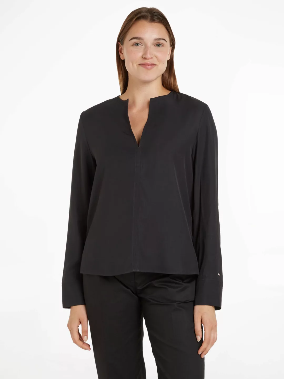 Tommy Hilfiger Klassische Bluse "VISCOSE REGULAR V-NECK LS BLOUSE", mit Tom günstig online kaufen