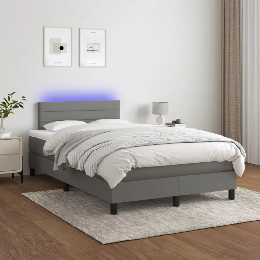 Vidaxl Boxspringbett Mit Matratze & Led Dunkelgrau 120x200 Cm Stoff günstig online kaufen