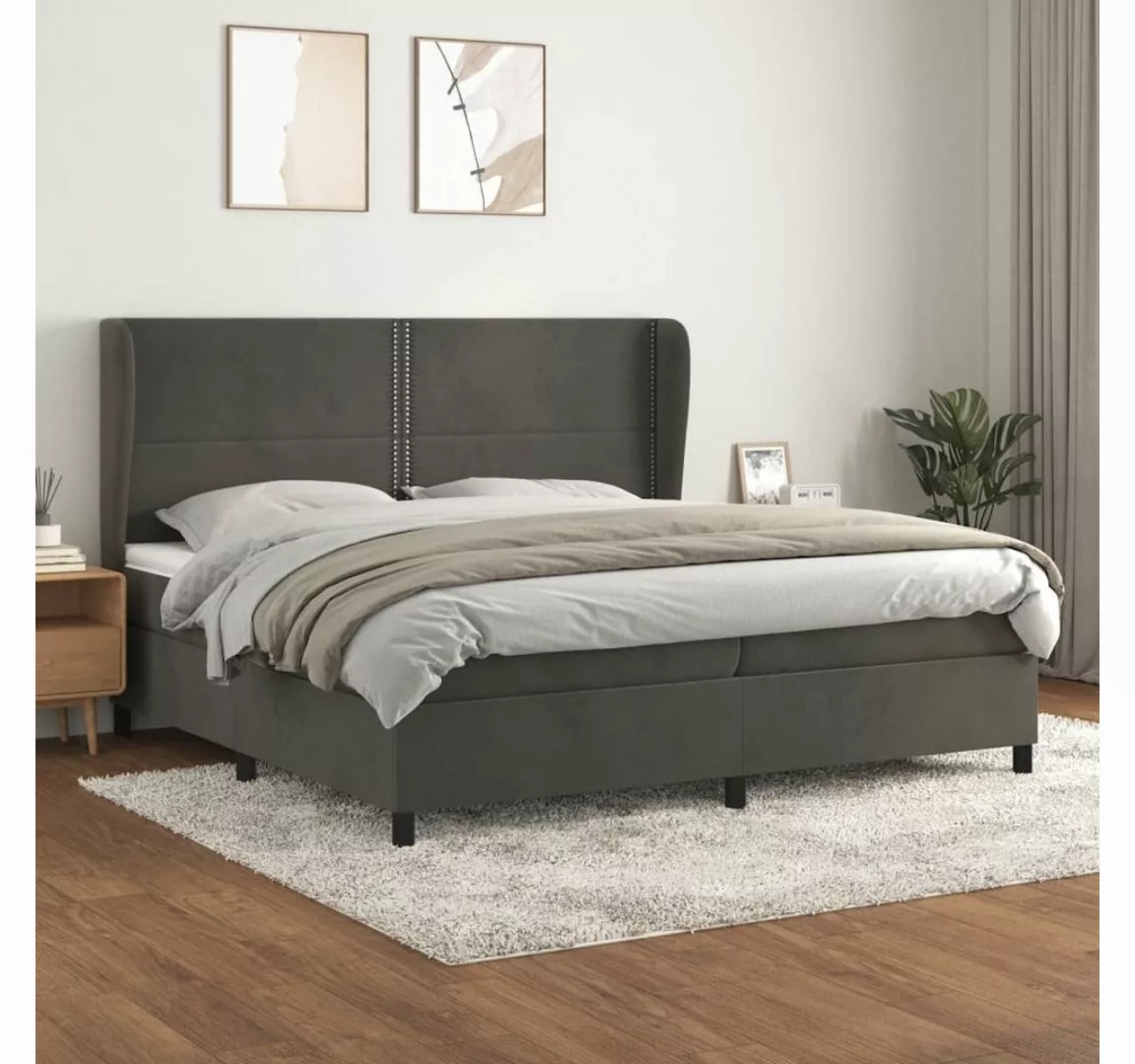 furnicato Bett Boxspringbett mit Matratze Dunkelgrau 200x200 cm Samt günstig online kaufen