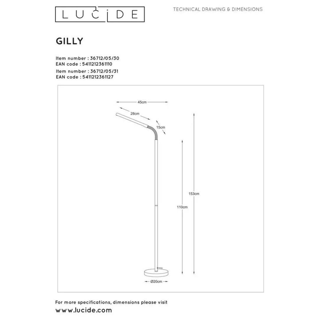 LED Stehleuchte Gilly in Weiß 5W 280lm günstig online kaufen